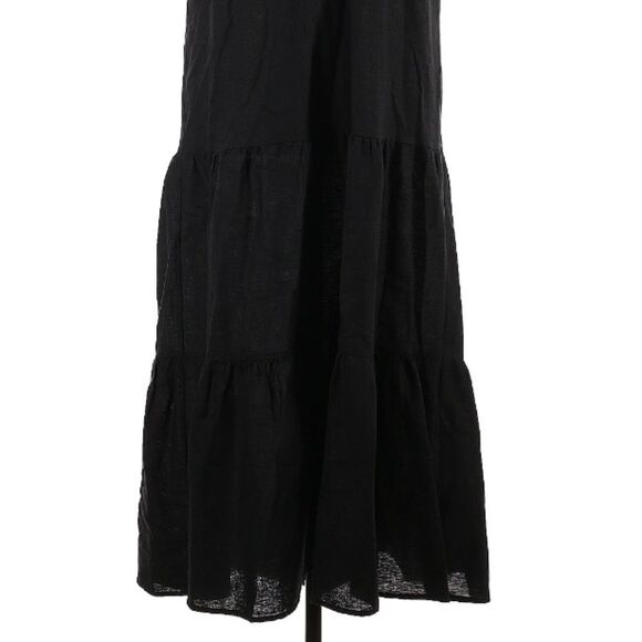 Wat. The Brand Black Cami Linen Blend Word Art Maxi Dress Size 6 - Picture 4 of 11